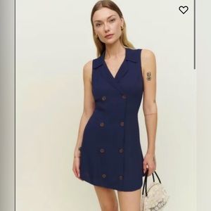 Reformation Leith Dress - Navy - Size 8